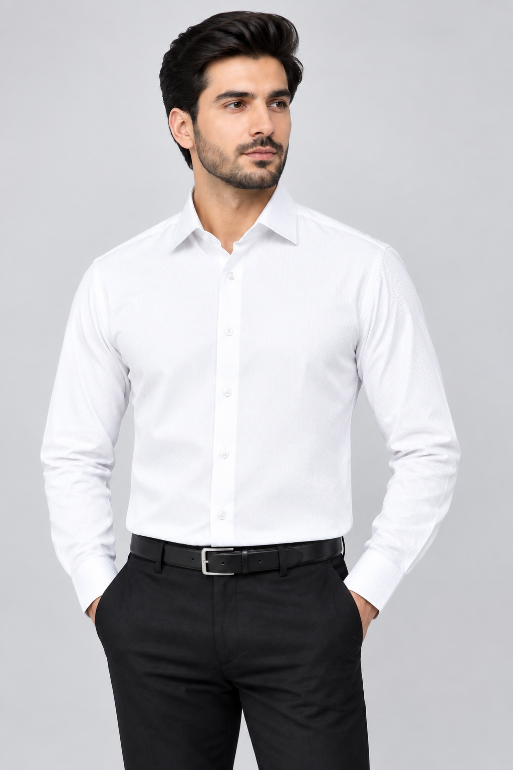 Men's Classic White Formal Dress Shirt